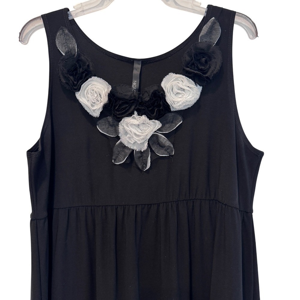 NIC&DOM Black Dress 1X Floral Sleeveless Dress Women Graduation Wedding Guest - Picture 3 of 8